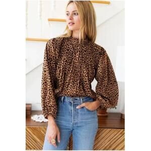 EMERSON FRY NWT India Collection Organic Cotton Emmaline Animal Blouse // XS